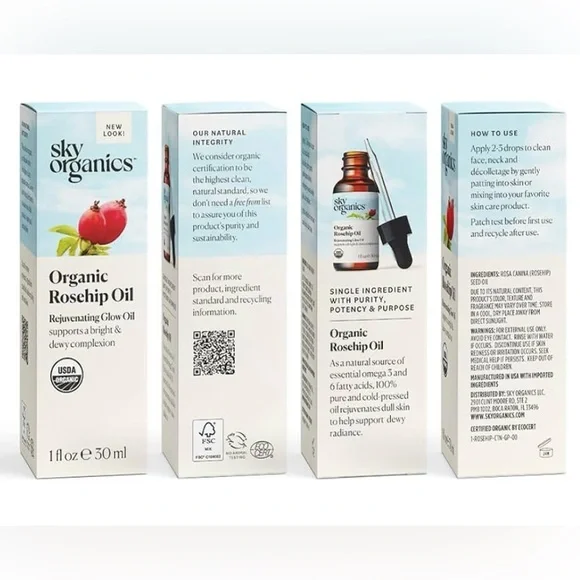 Organic Rosehip Oil - Rejuvenating Glow Oil โ Sky Organics, 1 fl oz - Picture 11 of 15